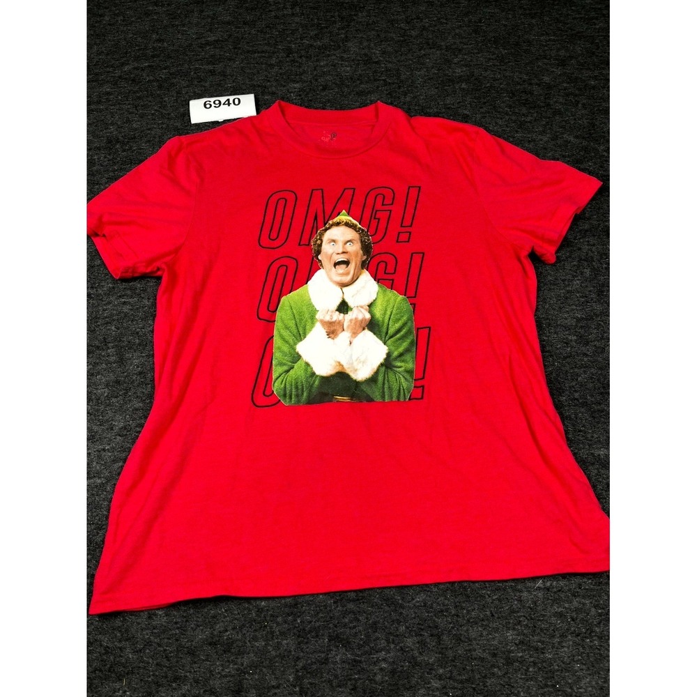 Elf Movie T Shirt‎ Mens XL Red Buddy Santa Graphic Crew Neck Holiday Outdoor